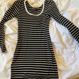black and white stripped dress